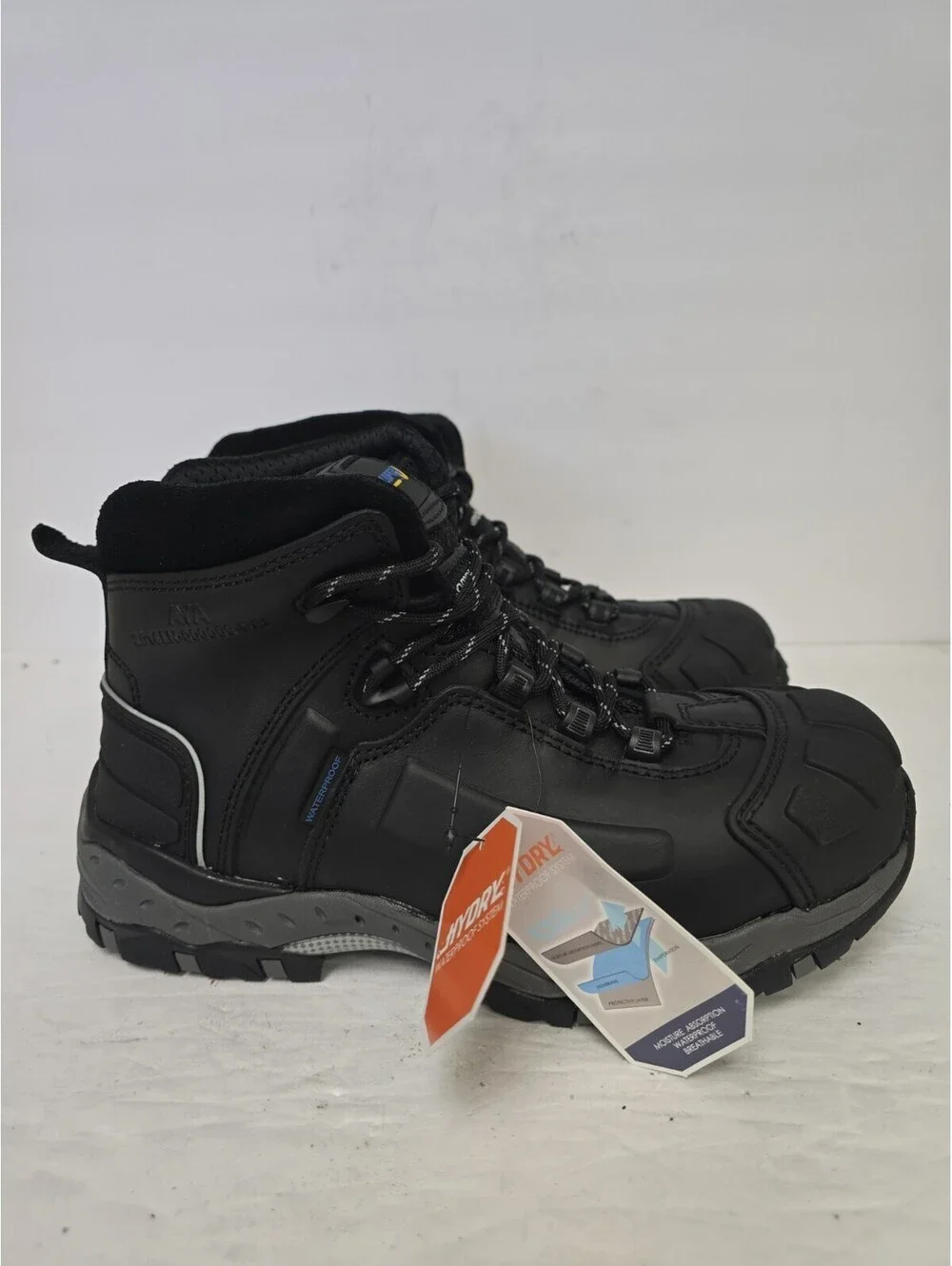Dalupo Men's Composite Toe Waterproof Work Boot Black Gray Size 8M